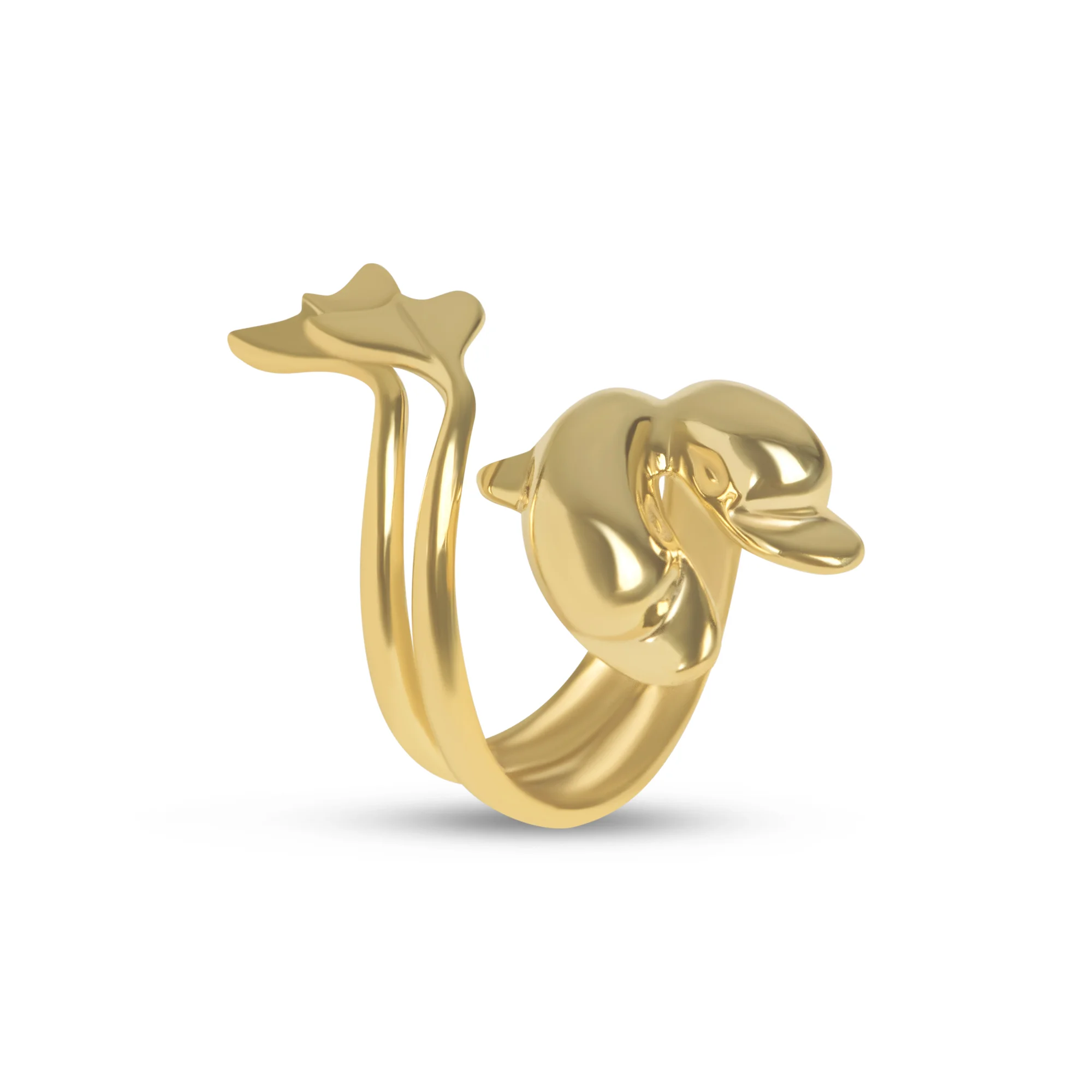 Two Curved Heads & Two Tails Dolphin Ring #3