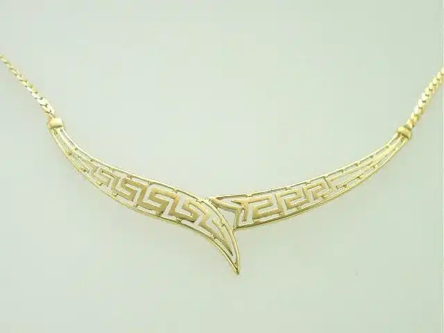 Gold Greek Key Meander Pointy Necklace | Hellenic Art