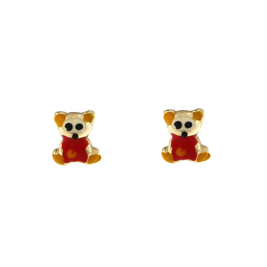 14K White Gold Childrens Teddy Bear Safety Back Earrings