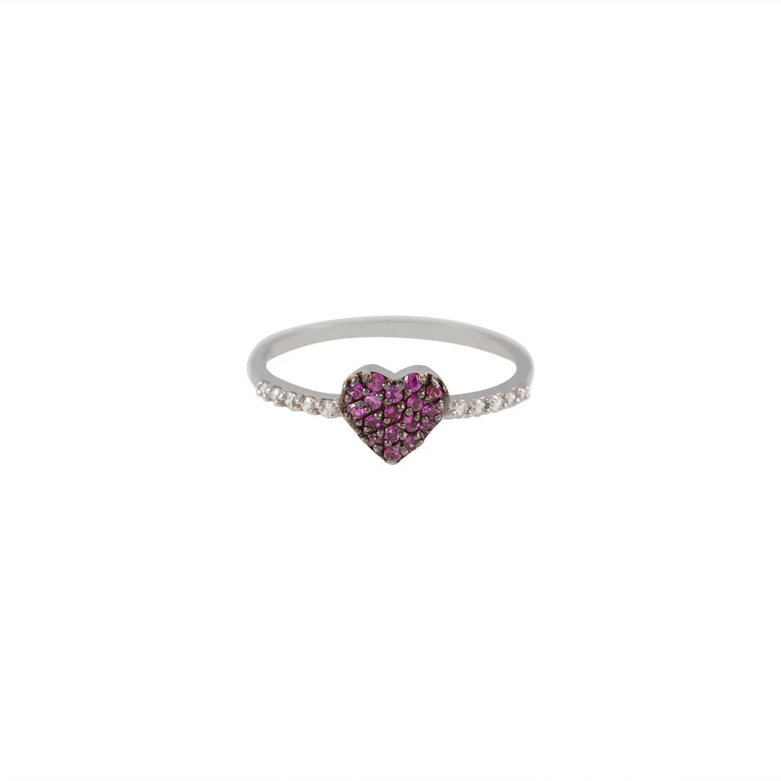 Red Heart Pave Ring