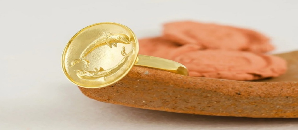 gold signet dolphins ring
